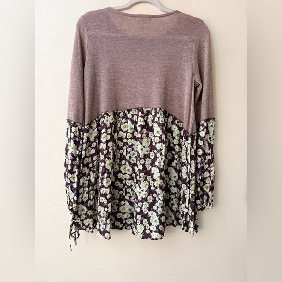 Easel NWOT New Without Tags Floral Long Sleeve Tunic Top, size M, Mauve Purple - Picture 10 of 10
